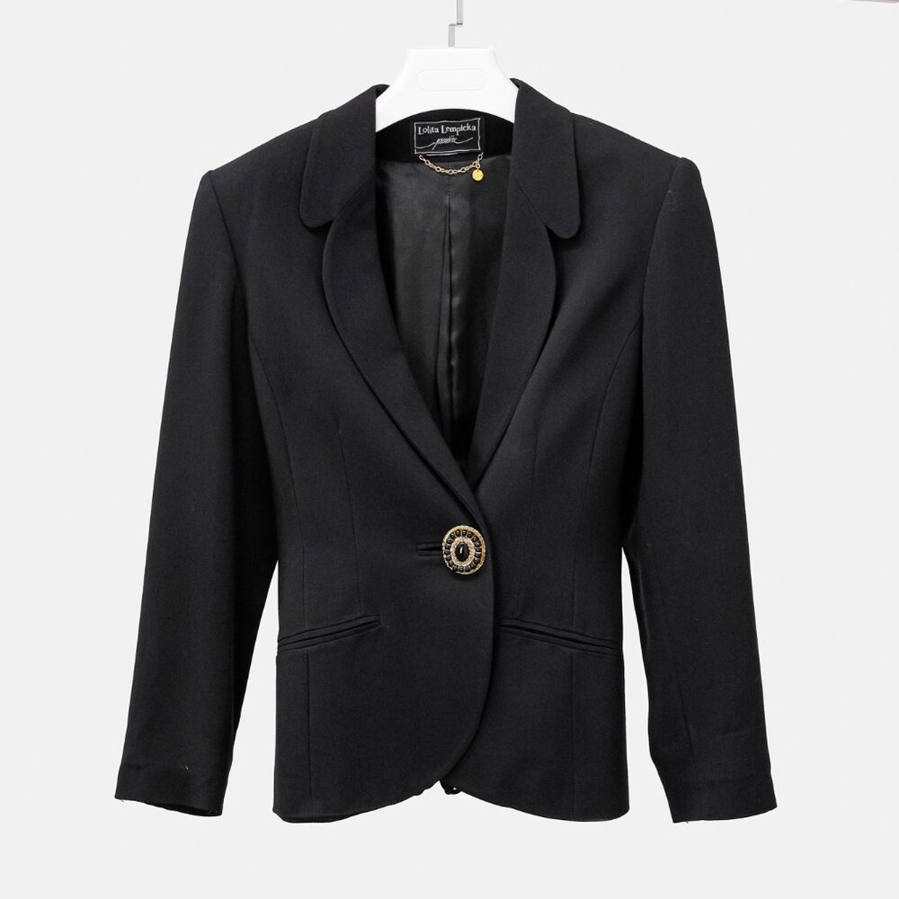 Lolita Lempicka Black Rhinestone Fringe Blazer
